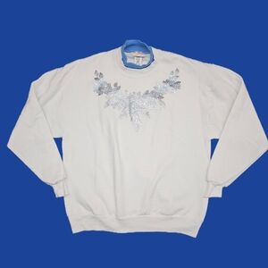 NWOT VINTAGE GRANNYCORE MORNING SUN CREWNECK SIZE LARGE FOIL FLOWER DESIGN